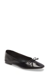 Schutz Arissa Square Toe Ballet Flat In Black Leather