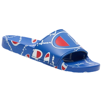 Champion Men's Ipo Warped Slide Sandals From Finish Line In Blue/white/red