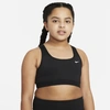 Nike Swoosh Big Kids' (girls') Sports Bra (extended Size) In Black