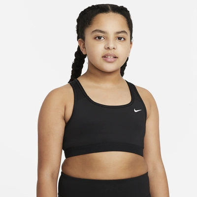 Nike Swoosh Big Kids' (girls') Sports Bra (extended Size) In Black