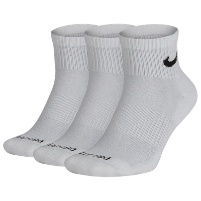 Nike 3 Pack Dri-fit Plus Quarter Socks In White/black