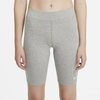Nike Women's  Sportswear Essential Mid-rise Bike Shorts (plus Size) In Dark Grey Heather/white