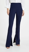 Adam Lippes Cotton Crepe Flared Trousers In Navy