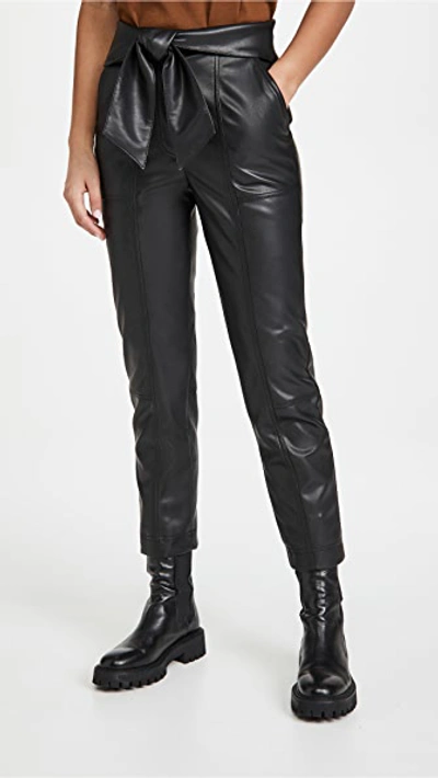 SIMKHAI TESSA VEGAN LEATHER TIE WAIST PANTS BLACK,JONDB30641