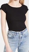 Agolde 90's Scoop Neck Fitted Rib Tee In Black