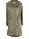Herno Camouflage Print Drawstring Waist Coat In Green