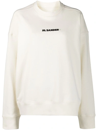 Jil Sander Cropped Logo-print Sweatshirt In White