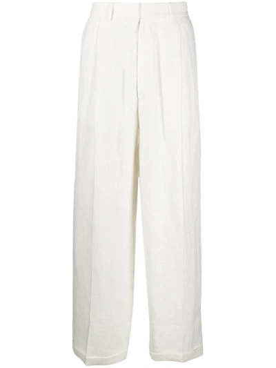 Maison Margiela Wide-leg Tailored Trousers In White