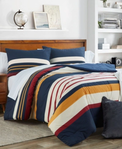 Nautica Closeout!  Hollins Cotton Reversible 3 Piece Comforter Set, King In Navy