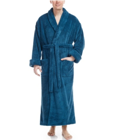 Arus Men's Shawl Collar Full Ankle Length Fleece Bathrobe, Xxl Bedding In Ocean Blue