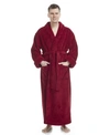 Arus Men's Shawl Collar Full Ankle Length Fleece Bathrobe Bedding In Wine Red