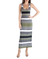 24SEVEN COMFORT APPAREL STRIPED SCOOP NECK MAXI DRESS WITH RACERBACK DETAIL
