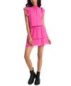 1.state 1. State Flutter Sleeve Smocked Neck Dress In Bright Mulberry