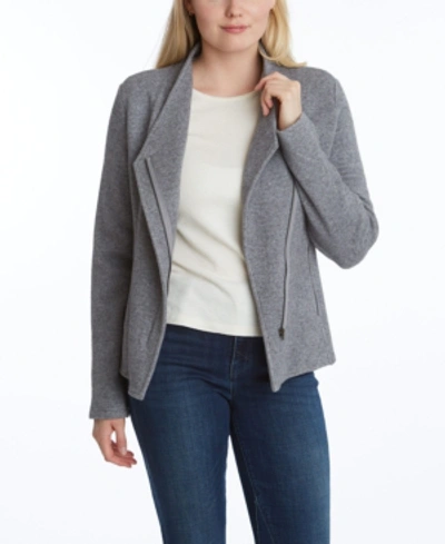 Adyson Parker Women's Long Sleeve Moto Jacket With Zipper Pockets In Medium Heather Gray