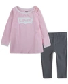 LEVI'S BABY GIRLS 2-PC. LOGO T-SHIRT & LEGGINGS SET