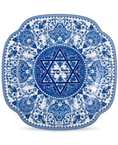 Spode Judaica, Mazel Tov Good Luck Plate In Blue