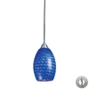 Elk Lighting Mulinello 1 Light Pendant In Satin Nickel And Sapphire Glass - Includes Adapter Kit In Silver