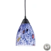 Elk Lighting Classico 1 Light Pendant In Dark Rust And Starburst Blue Glass - Includes Adapter Kit In Rust
