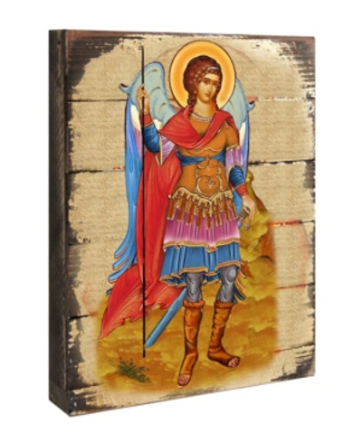 Designocracy Icon Saint Michael The Archangel Wall Art On Wood 16" In Multi