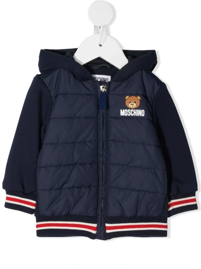 Moschino Babies' Logo-print Padded Coat In 蓝色