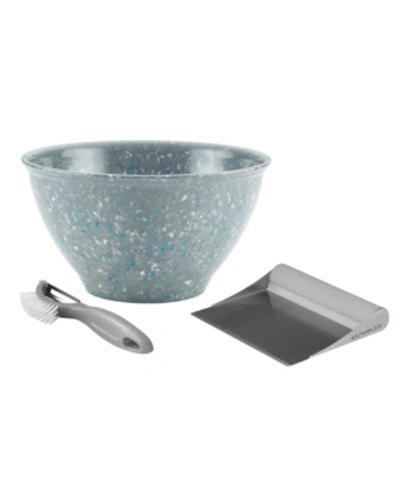 Rachael Ray Kitchen Prep Garbage Bowl, Veg-a-peel, And Bench Scrape Set In Sea Salt Gray