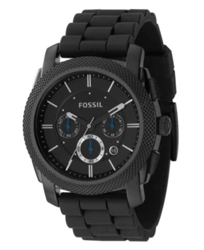 Fossil Men's Chronograph Machine Black Silicone Strap Watch 45mm