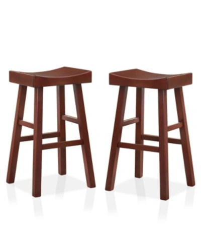 Furniture Of America Oykel Saddle Counter Stool, Set Of 2 In Dark Brown