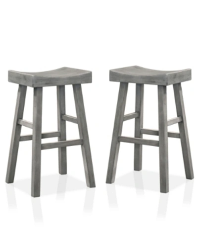 Furniture Of America Bora Saddle Bar Stool, Set Of 2 In Gray