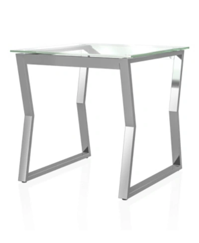 Furniture Of America Meiland Glass Top End Table In Open Gray
