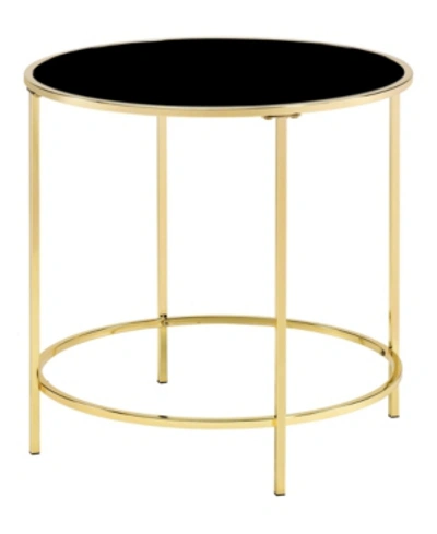 Furniture Of America Vardo Glass Top Side Table In Gold-tone