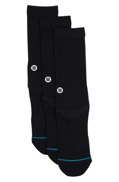 Stance Icon 3-pack Crew Socks In Black