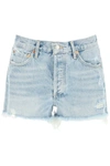 Agolde Parker Long Shorts With Cuff In Blue
