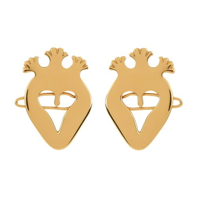 Patou Heart Hair Clips Pair In Gold