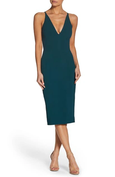Dress The Population Lyla Crepe Cocktail Dress In Pine