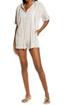 Elan Peasant Hooded Cover-up Romper In Natural/ Cocoa