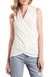 1.state Wrap Front Sleeveless Top In Soft Ecru