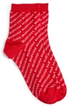 Balenciaga Women's Logo Pattern Cotton Socks In Red