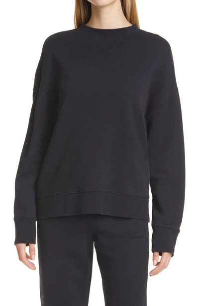 Vince Essential Relaxed Cotton Sweatshirt In Black