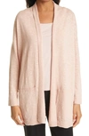 Eileen Fisher Organic Linen-cotton High-collar Slub Cardigan In Powder