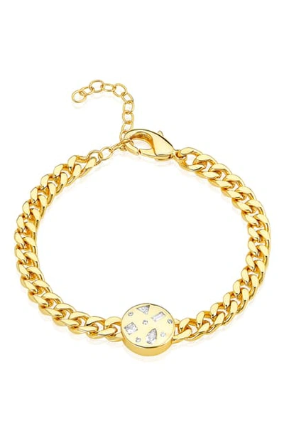 Adornia Multishape Stones Curb Chain Bracelet In Yellow