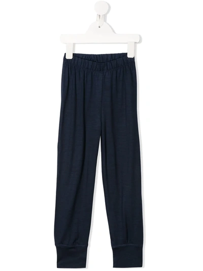 Knot Kids' Merino Wool Fine Knit Track Trousers In Blue