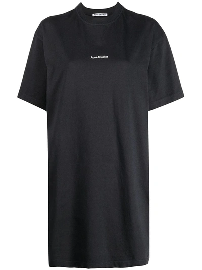 Acne Studios Logo Cotton T-shirt Dress In Black