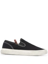 Acne Studios Ballow Distressed Canvas Slip-on Sneakers In Black