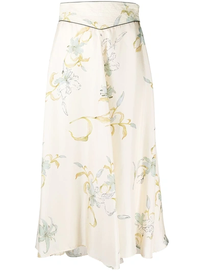 Forte Forte Midi Skirt In Twill Silk Printing "gelsomina" Ivory In Cream