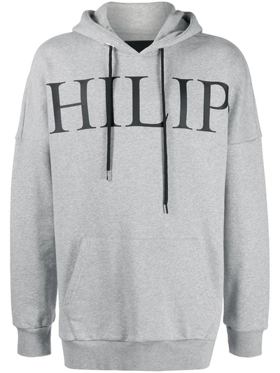 Philipp Plein Logo Print Hoodie In Grey