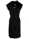 THEORY FAUX FUR-DETAILED SLEEVELESS COAT