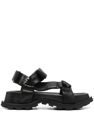 Jil Sander Chunky Leather Platform Sandals In Black