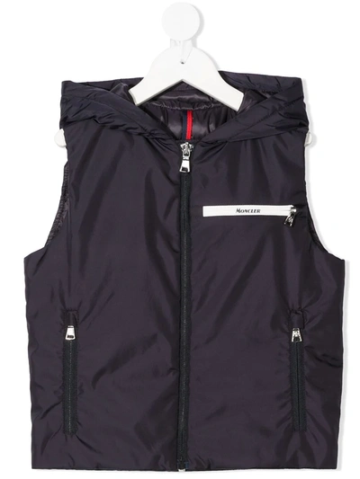 Moncler Kids' 填充连帽马甲 In Blue