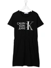 CALVIN KLEIN TEEN METALLIC LOGO PRINT T-SHIRT DRESS