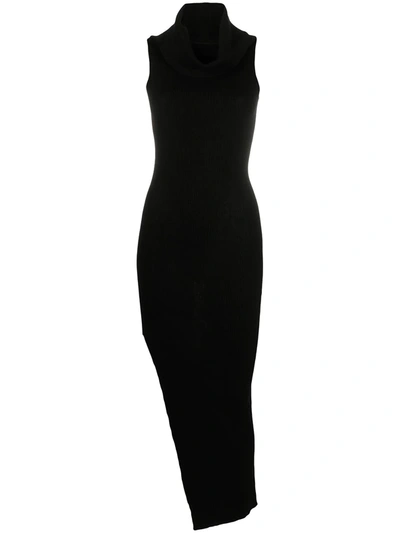Rick Owens Virgin Wool Slit Dress In Black